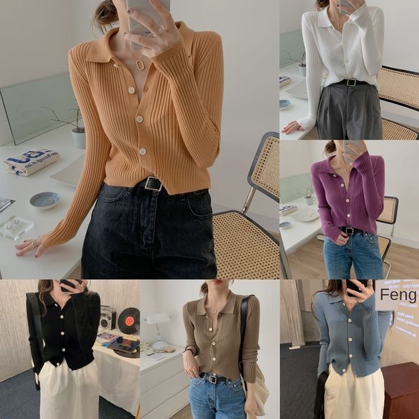 net red knitted cardigan autumn internet red knitting trend new style women's wear 2020 korean version of slim and slim polo collar lon, White;black
net red knitted cardigan autumn internet red knitting trend new style women's wear 2020 korean version of slim and slim polo collar lon, White;black