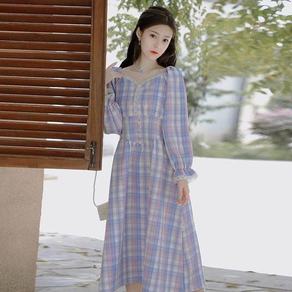 2021 mori girl spring women long dress v neck pestal plaid feminine a-line dress elegant puff sleeve vintage midi vestidos mujer, Black;gray
2021 mori girl spring women long dress v neck pestal plaid feminine a-line dress elegant puff sleeve vintage midi vestidos mujer, Black;gray