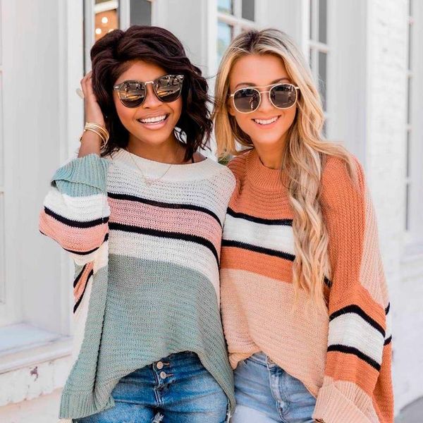 women striped sweater autumn winter o neck long sleeve sweater loose knit pullover patchwork elegant striped print pullover1, White;black
women striped sweater autumn winter o neck long sleeve sweater loose knit pullover patchwork elegant striped print pullover1, White;black