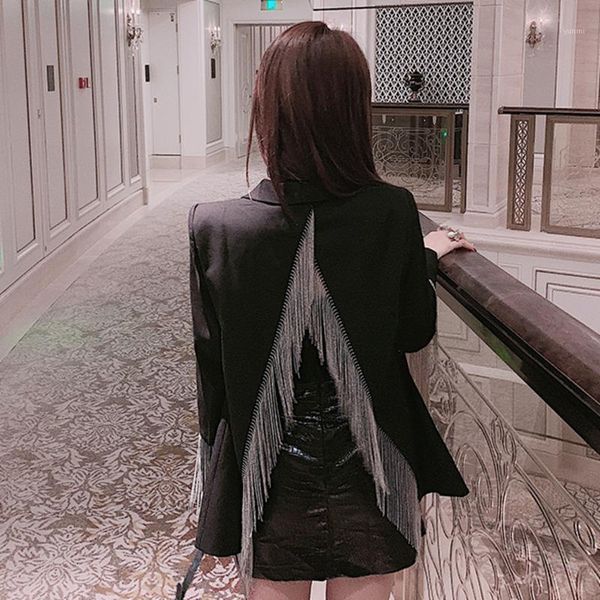 tvvovvin 2020 autumn new women's metal tassel chain design back split lapels button solid color suit blazer pc1951, White;black
tvvovvin 2020 autumn new women's metal tassel chain design back split lapels button solid color suit blazer pc1951, White;black