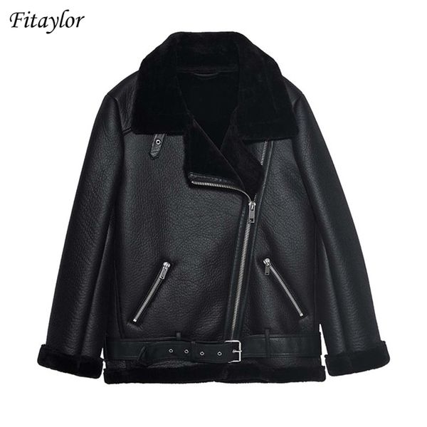 fitaylor winter faux lamb leather jacket women faux leather lambs wool fur collar suede jacket coats female warm thick outerwear 201223, Black
fitaylor winter faux lamb leather jacket women faux leather lambs wool fur collar suede jacket coats female warm thick outerwear 201223, Black