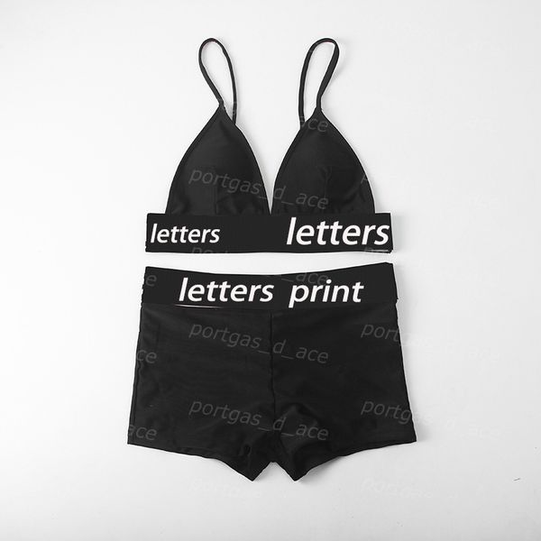 letters beach bra boxers set womens split swimwear fashion holiday summer bathing suits, White;black
letters beach bra boxers set womens split swimwear fashion holiday summer bathing suits, White;black