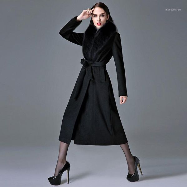 women's wool & blends cashmere coat woman autumn winter overknee thick warm real fur collar oversize thickened woolen trench black1, Black
women's wool & blends cashmere coat woman autumn winter overknee thick warm real fur collar oversize thickened woolen trench black1, Black