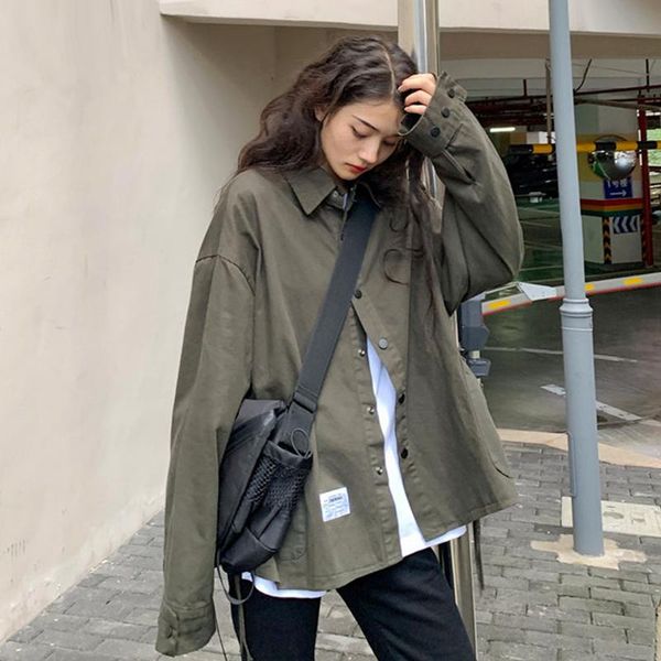 shirt women wear 2020 new spring and autumn loose korean work clothes coat versatile army green long sleeve fashion, White
shirt women wear 2020 new spring and autumn loose korean work clothes coat versatile army green long sleeve fashion, White