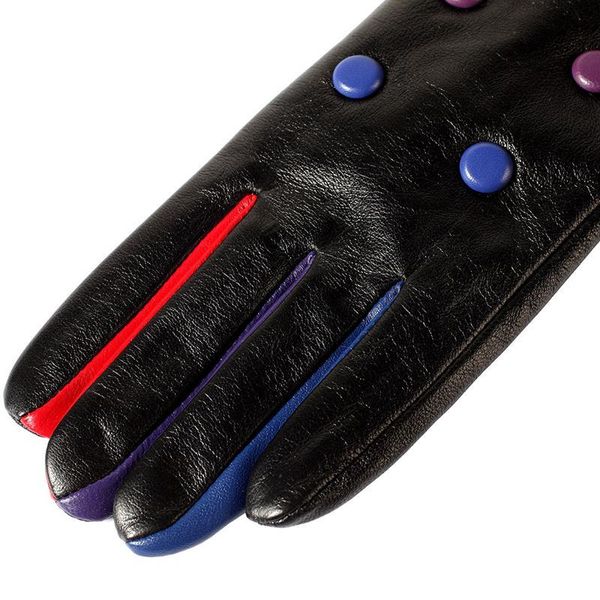 cotton lined genuine dot winter leather gioves for women 201104, Blue;gray