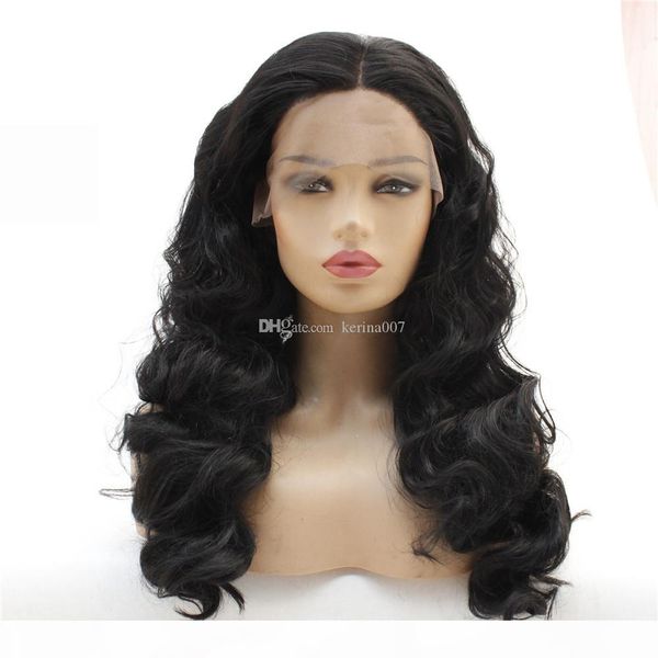 big wave long hair wigs new style customized natural body wave hair wig made in high-end synthetic fiber drop shipping, Black 
big wave long hair wigs new style customized natural body wave hair wig made in high-end synthetic fiber drop shipping, Black