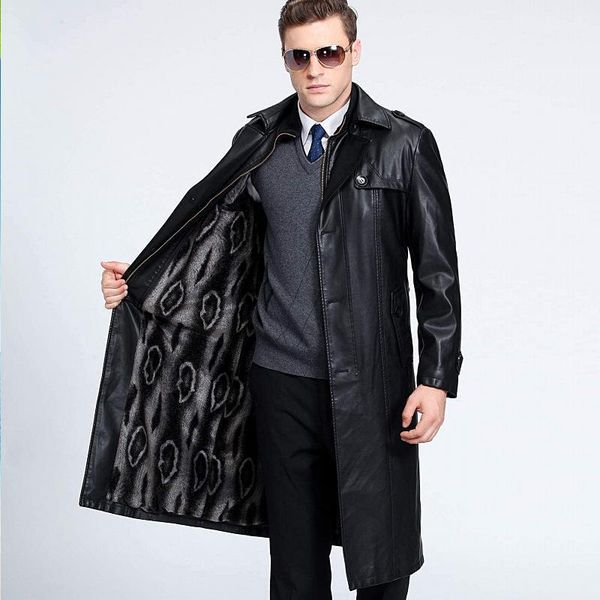 men's leather trench coat double-breasted x-long business casual plus size leather jacket m-5xl 115kg can wear1, Black
men's leather trench coat double-breasted x-long business casual plus size leather jacket m-5xl 115kg can wear1, Black