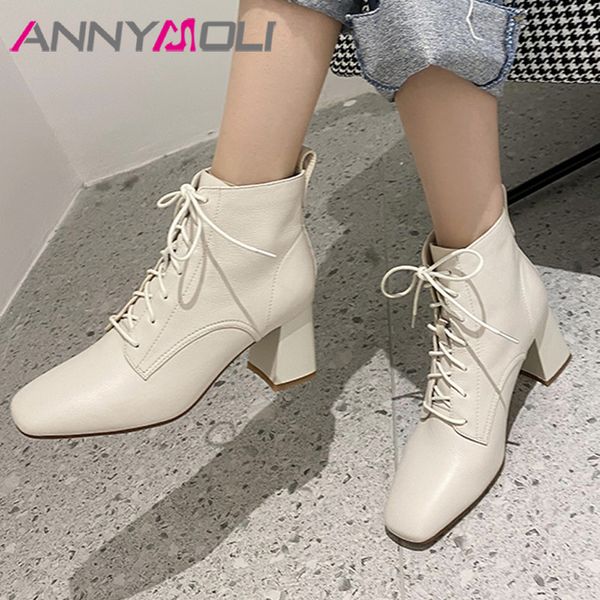 boots annymoli real leather high heel short ankle women shoes square toe lace up thick heels fashion female beige 40, Black
boots annymoli real leather high heel short ankle women shoes square toe lace up thick heels fashion female beige 40, Black