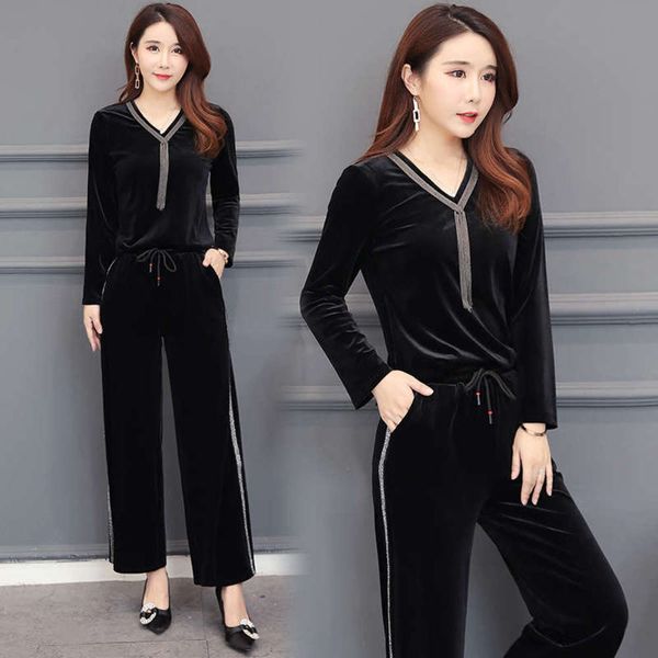 fall gold piece suit two women's fashion velvet sportssuit, Gray
fall gold piece suit two women's fashion velvet sportssuit, Gray