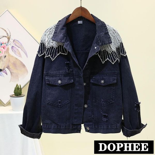 2020 autumn new back heavy bead black jeans coat personality women's loose denim jacket college wind students short cowboy coats, Black;brown
2020 autumn new back heavy bead black jeans coat personality women's loose denim jacket college wind students short cowboy coats, Black;brown