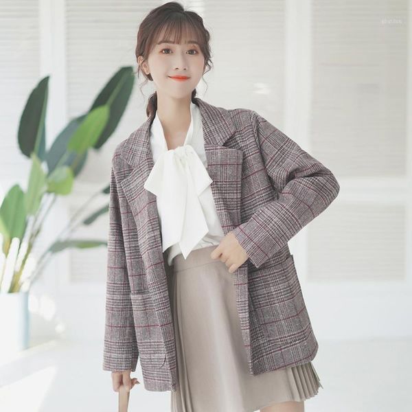 women's suits & blazers korean plaid ladies blazer gray simple loose casual suit jacket stylish paillette women's clothing spring, White;black
women's suits & blazers korean plaid ladies blazer gray simple loose casual suit jacket stylish paillette women's clothing spring, White;black