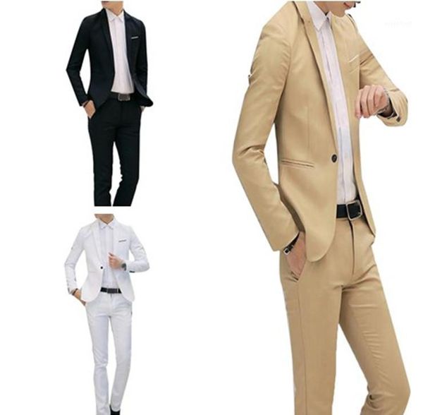 2020 new male wedding prom suit khaki white black slim fit tuxedo men formal business 2pcs work wear suits a521
2020 new male wedding prom suit khaki white black slim fit tuxedo men formal business 2pcs work wear suits a521