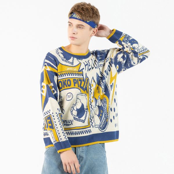 2021 new harajuku oversize pullover men street graffiti knitted hip hop streetwear retro autumn winter male sweater 21zo, White;black
2021 new harajuku oversize pullover men street graffiti knitted hip hop streetwear retro autumn winter male sweater 21zo, White;black