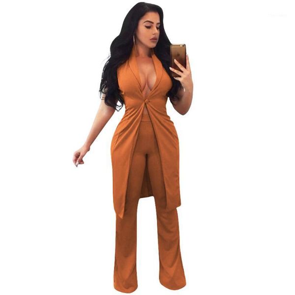 women's suits & blazers 2021 fashion women two piece set long vest v-neck sleeveless flare pants casual coat trousers solid outfit oute, White;black
women's suits & blazers 2021 fashion women two piece set long vest v-neck sleeveless flare pants casual coat trousers solid outfit oute, White;black
