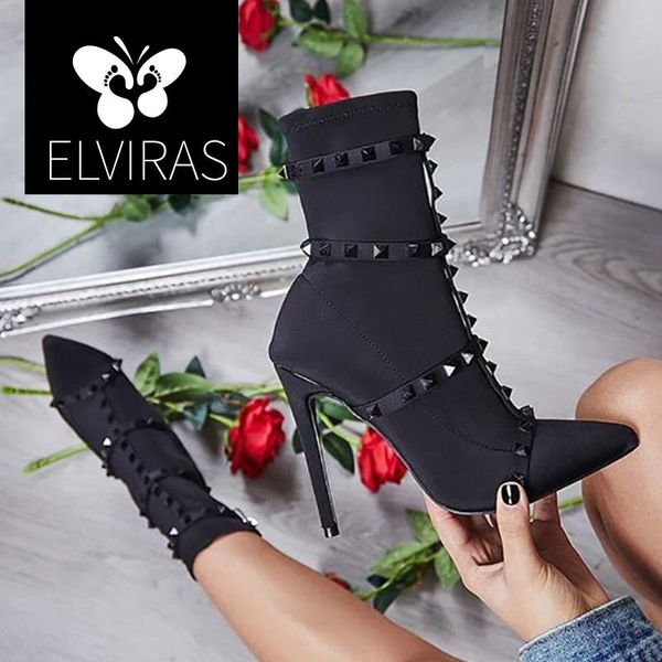 elviras 2020 autumn rivets silk sock boots womenhigh heels stiletto ankle boots scarpins studded fashion luxury shoes, Black
elviras 2020 autumn rivets silk sock boots womenhigh heels stiletto ankle boots scarpins studded fashion luxury shoes, Black