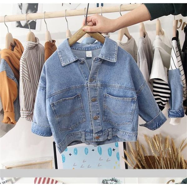 korea new fall spring kids baby boys denim jacket fashion jeans coat solid pocket children coat boy clothes kids outerwear y200901, Blue;gray
korea new fall spring kids baby boys denim jacket fashion jeans coat solid pocket children coat boy clothes kids outerwear y200901, Blue;gray