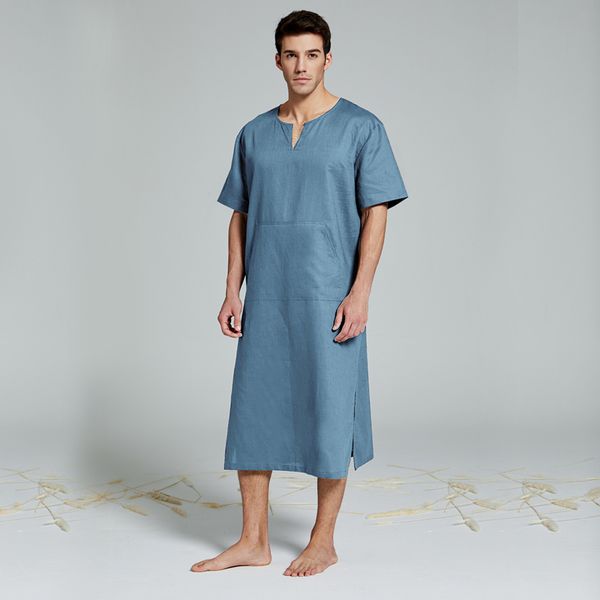 men's real linen cotton nightgowns extra large bathrobe short-sleeved robe caftan vacation holiday beach robe 201109, Black;brown
men's real linen cotton nightgowns extra large bathrobe short-sleeved robe caftan vacation holiday beach robe 201109, Black;brown