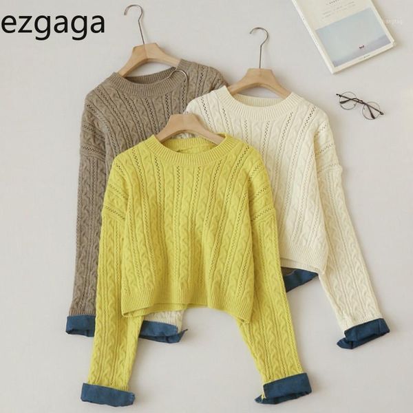 ezgaga vintage sweater pullover women 2020 autumn new o-neck patchwork denim sleeve knitwear fashion streetwear warm outwear1, White;black
ezgaga vintage sweater pullover women 2020 autumn new o-neck patchwork denim sleeve knitwear fashion streetwear warm outwear1, White;black