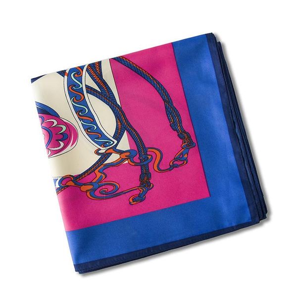 100% шелк площади шарфов испания chain pattern гладкая печать высокого качества платки платки шарф женщины хиджаб большой шейный wmtwoa yyco, Black