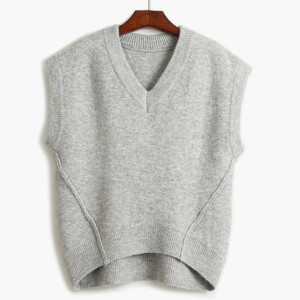 women's sweaters back sewing simple solid color v-neck vest sweater autumn and winter 2021 loose joker jacket, White;black
women's sweaters back sewing simple solid color v-neck vest sweater autumn and winter 2021 loose joker jacket, White;black
