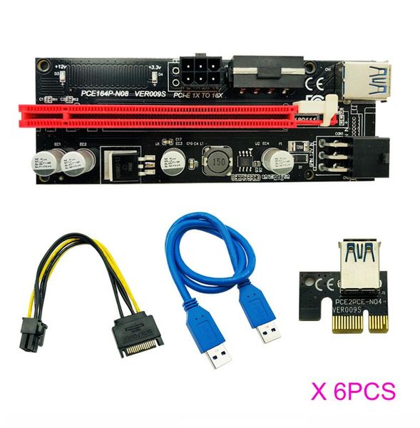 6pcs usb 3.0 pci-e riser ver 009s express 1x 4x 8x 16x extender riser adapter card sata 15pin to 6 pin
6pcs usb 3.0 pci-e riser ver 009s express 1x 4x 8x 16x extender riser adapter card sata 15pin to 6 pin