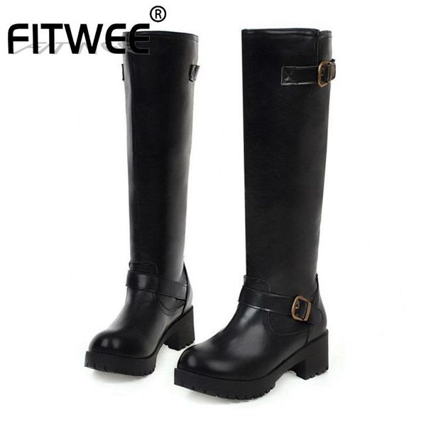 boots fitwee chunky heels women winter knee high daily buckle zipper round toe platform warm shoes woman footwear size 34-43, Black
boots fitwee chunky heels women winter knee high daily buckle zipper round toe platform warm shoes woman footwear size 34-43, Black