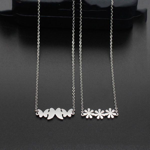 pendant necklaces 316l stainless steel silver color butterfly flower necklace link chain for women collares mujer
pendant necklaces 316l stainless steel silver color butterfly flower necklace link chain for women collares mujer