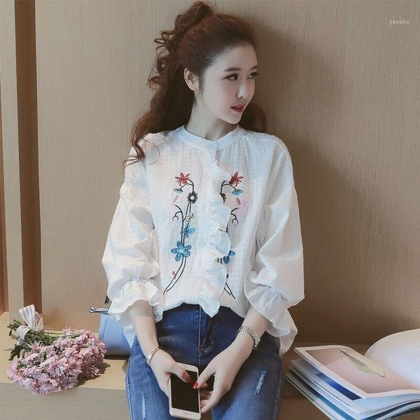 embroidered white shirt new women's korean stand collar ruffled blouse female stylish loose long-sleeved shirt work wear1
embroidered white shirt new women's korean stand collar ruffled blouse female stylish loose long-sleeved shirt work wear1