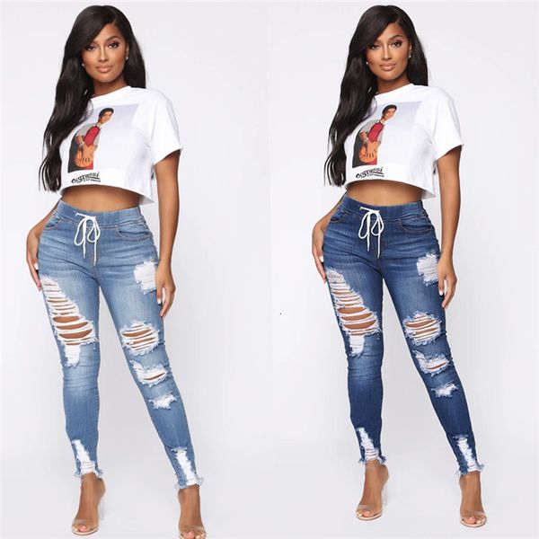 high waist hole jeans womens designer drawing pencil pants spring autumn fall casual women denim trousers, Blue
high waist hole jeans womens designer drawing pencil pants spring autumn fall casual women denim trousers, Blue