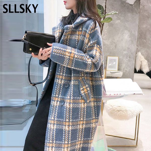 sllsky elegant plaid women woolen ladies 2020 autumn fashion casual turn-down collar coats female long loose warm outwear, Tan;black
sllsky elegant plaid women woolen ladies 2020 autumn fashion casual turn-down collar coats female long loose warm outwear, Tan;black