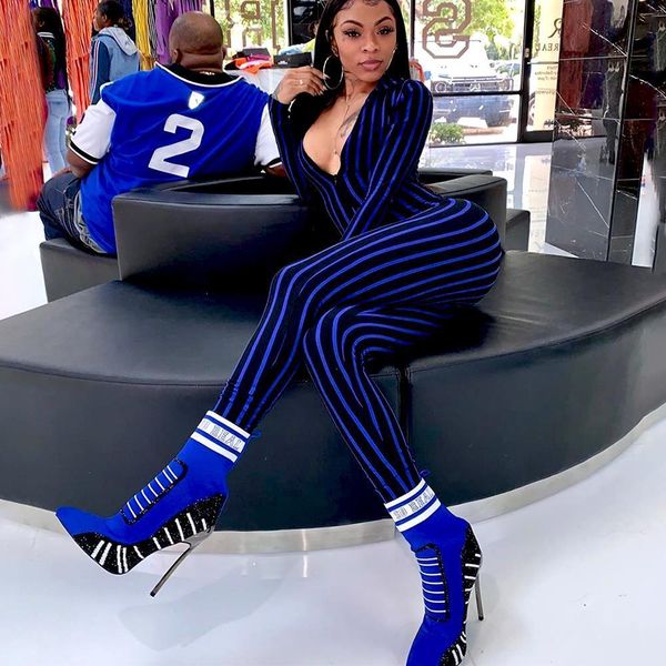 6 colors trendy women long sleeve deep v neck stripe skinny jumpsuit female slim clubwear outfits, Black;white
6 colors trendy women long sleeve deep v neck stripe skinny jumpsuit female slim clubwear outfits, Black;white