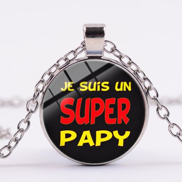 super papy super mamie necklace new pattern french letter design chain necklaces glass round pendant for grandpa grandma, Silver
super papy super mamie necklace new pattern french letter design chain necklaces glass round pendant for grandpa grandma, Silver