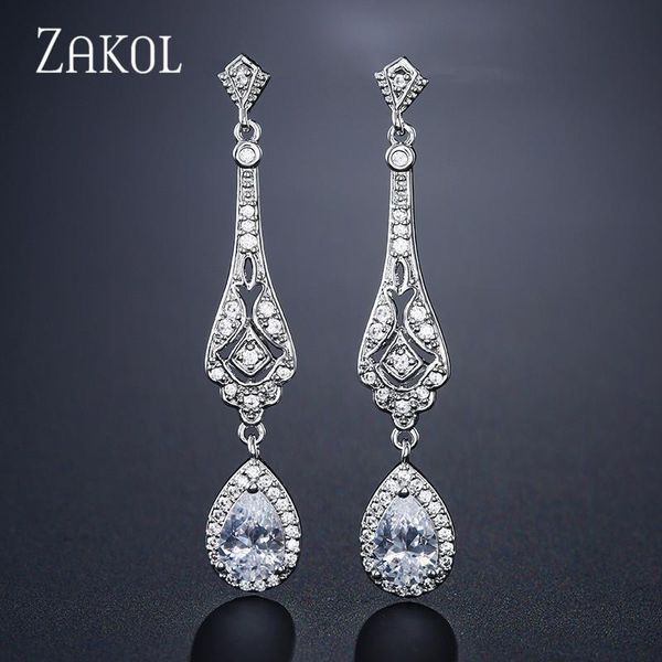 zakol fashion zirconia crystal long drop earrings vintage teardrop bridal party wedding jewelry for women fsep2171, Silver
zakol fashion zirconia crystal long drop earrings vintage teardrop bridal party wedding jewelry for women fsep2171, Silver