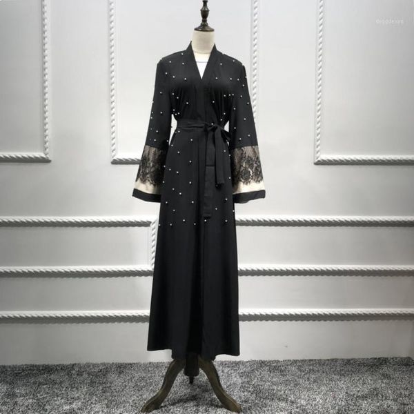 casual dresses wepbel pearl lace cardigan robe arab women muslim black dress elegant long sleeve abaya middle east dubai islamic clothing1, Black;gray
casual dresses wepbel pearl lace cardigan robe arab women muslim black dress elegant long sleeve abaya middle east dubai islamic clothing1, Black;gray