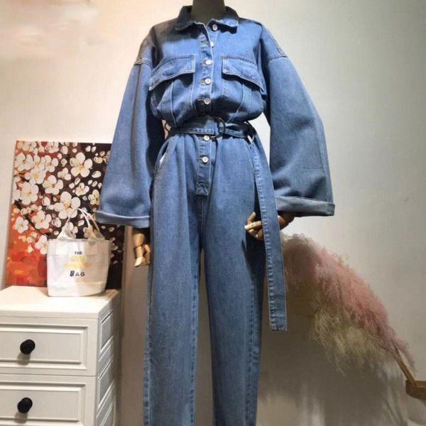 2020 New Casual Belt Denim Overalls Women Vintage Single Breasted High Waist Loose Fit Jeans Jumpsuits Baggy One Piece Rompers, Blue
2020 New Casual Belt Denim Overalls Women Vintage Single Breasted High Waist Loose Fit Jeans Jumpsuits Baggy One Piece Rompers, Blue