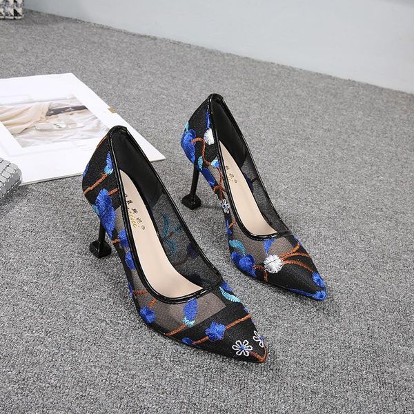 thin high heels pumps women shoes women pumps mesh slip on thin high heels pointed toe flowers shallow shoes size 35-42, Black
thin high heels pumps women shoes women pumps mesh slip on thin high heels pointed toe flowers shallow shoes size 35-42, Black