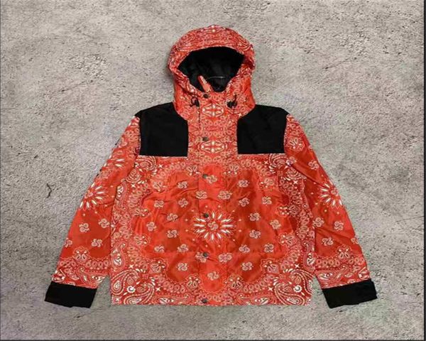 cashew flower jacket men and women windproof waterproof jacket fashion printing, Black;brown