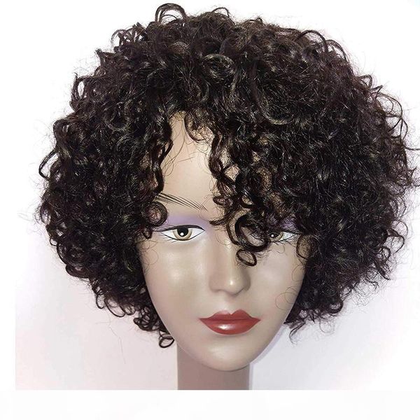 black afro kinky human hair wigs short curly human hair wigs human ombre highlight wig for black women, Black;brown 
black afro kinky human hair wigs short curly human hair wigs human ombre highlight wig for black women, Black;brown