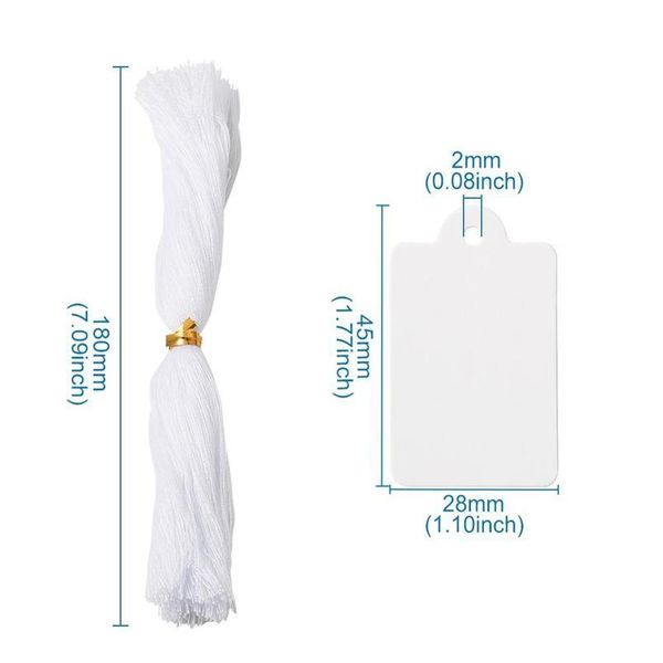 Jewelry Display Paper Price Tags White With Cotton Cord 45x28mm, Hole: 2mm; Cotton Cord: 18cm; 50 Bbydbh