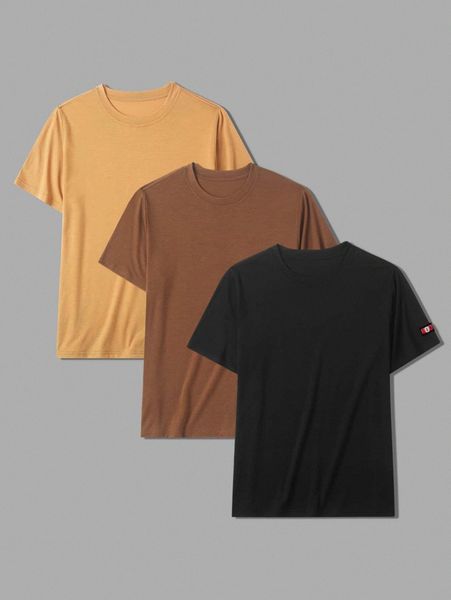 men 3pcs number patch detail tee r8sy#, White;black