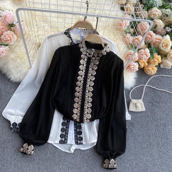 2021 new vintage female singiny embroidered spring blouse puff released solid chiffon blouses all-match 5sso, White
2021 new vintage female singiny embroidered spring blouse puff released solid chiffon blouses all-match 5sso, White
