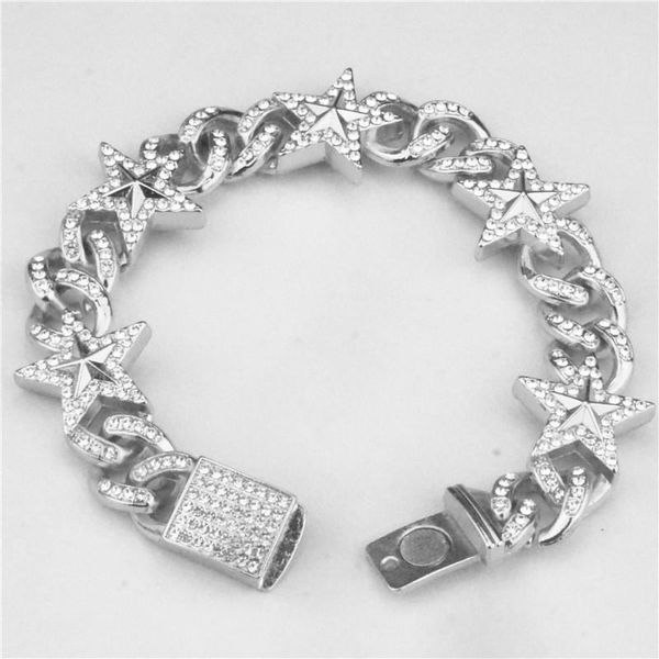 link, chain 2pcs hip hop iced out men's bracelet bling full rhinestone star charm miami cuban link for men jewelry, Black
link, chain 2pcs hip hop iced out men's bracelet bling full rhinestone star charm miami cuban link for men jewelry, Black