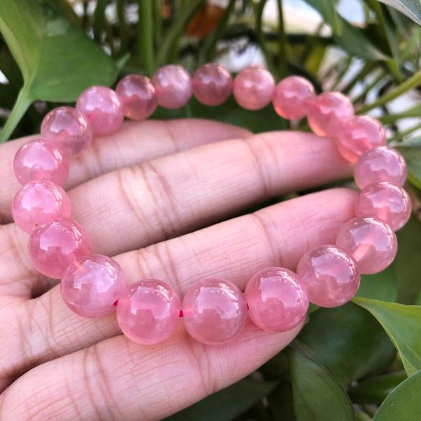 natural madagascar rose quartz bracelet round beads crystal healing stone, Black 
natural madagascar rose quartz bracelet round beads crystal healing stone, Black