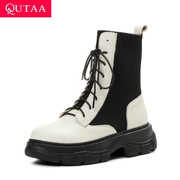boots qutaa 2021 knitting cow leather ankle casual round toe women shoes autumn winter square heel lace up short size34-41, Black
boots qutaa 2021 knitting cow leather ankle casual round toe women shoes autumn winter square heel lace up short size34-41, Black