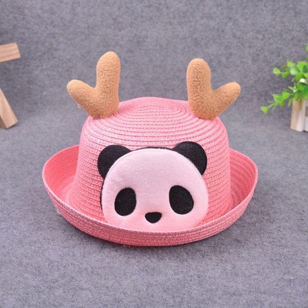 child kid summer cute panda patch cartoon straw sun hat cuffed 3d antler decor candy color uv protection floppy beach bucket cap, Blue;gray
child kid summer cute panda patch cartoon straw sun hat cuffed 3d antler decor candy color uv protection floppy beach bucket cap, Blue;gray
