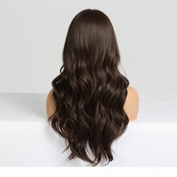 long dark brown women's wigs with bangs water wave heat resistant synthetic wigs for black women african american hair, Black;brown
long dark brown women's wigs with bangs water wave heat resistant synthetic wigs for black women african american hair, Black;brown