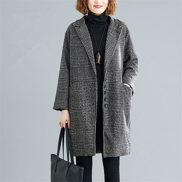 2019autumn winter loose cardigan female tartan woolen plus size long wool coat women jacket elegant, Black
2019autumn winter loose cardigan female tartan woolen plus size long wool coat women jacket elegant, Black
