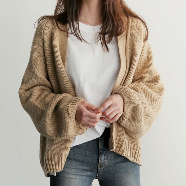 short cardigan women sweater crop knitted fall girl vintage winter jacket korea loose student casual thick warm sweaters 201128, White;black
short cardigan women sweater crop knitted fall girl vintage winter jacket korea loose student casual thick warm sweaters 201128, White;black