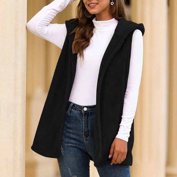 women fashion plush hooded vest casual winter autumn warm outwear solid up ladies coat ropa mujer, Black;white
women fashion plush hooded vest casual winter autumn warm outwear solid up ladies coat ropa mujer, Black;white