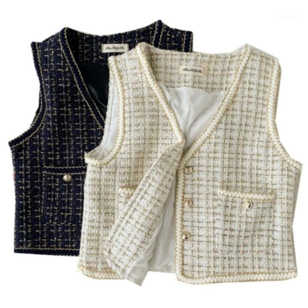 2019 autumn retro small fragrance plaid vest women v-neck short paragraph v-neck pocket jacket1, Black;white
2019 autumn retro small fragrance plaid vest women v-neck short paragraph v-neck pocket jacket1, Black;white